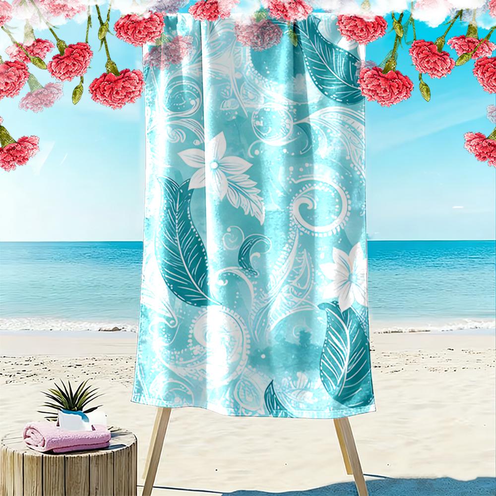 Floral and Feather Pattern Beach Towel Beach towel quick-drying for travel outdoor sports jogging beach and swimming