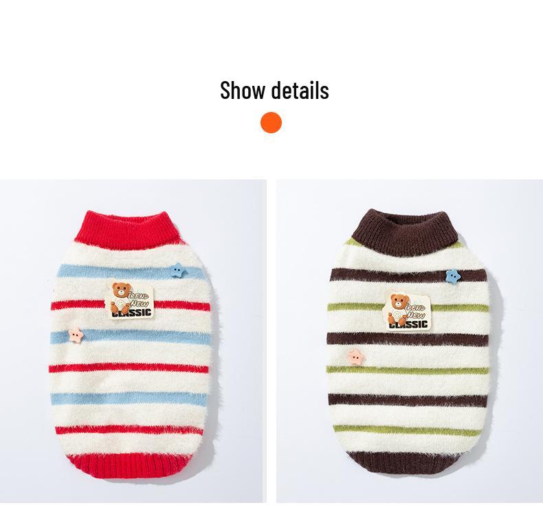 Cozy Striped Faux Mink Sweater for Small/Medium Dogs & Cats - Autumn/Winter Pet Apparel