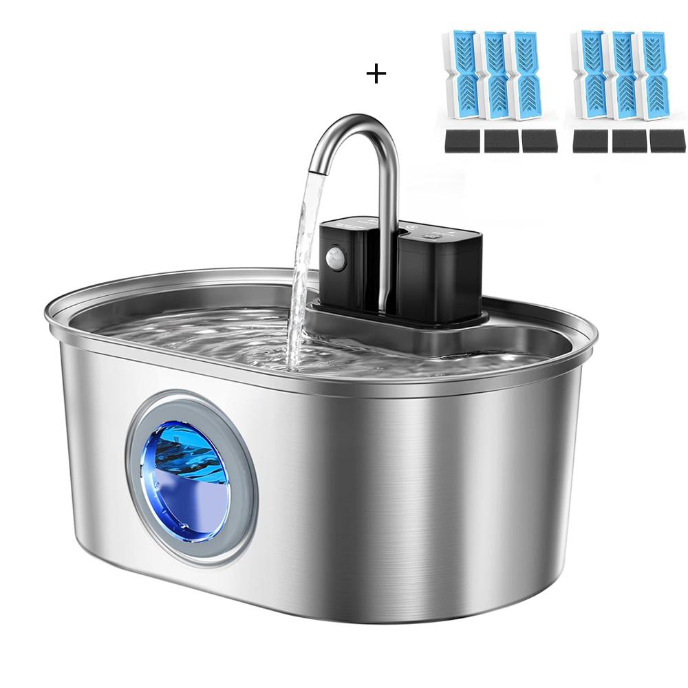 3L Stainless Steel Wireless Recharging Sensor Cat Water Fountain Auto Drinking Fountain For Cats Dog Drinker Pet Dispenser Bowl