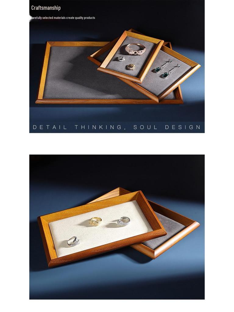 Antique Wooden Jewelry Display and Storage Tray for Rings, Necklaces, and Bracelets