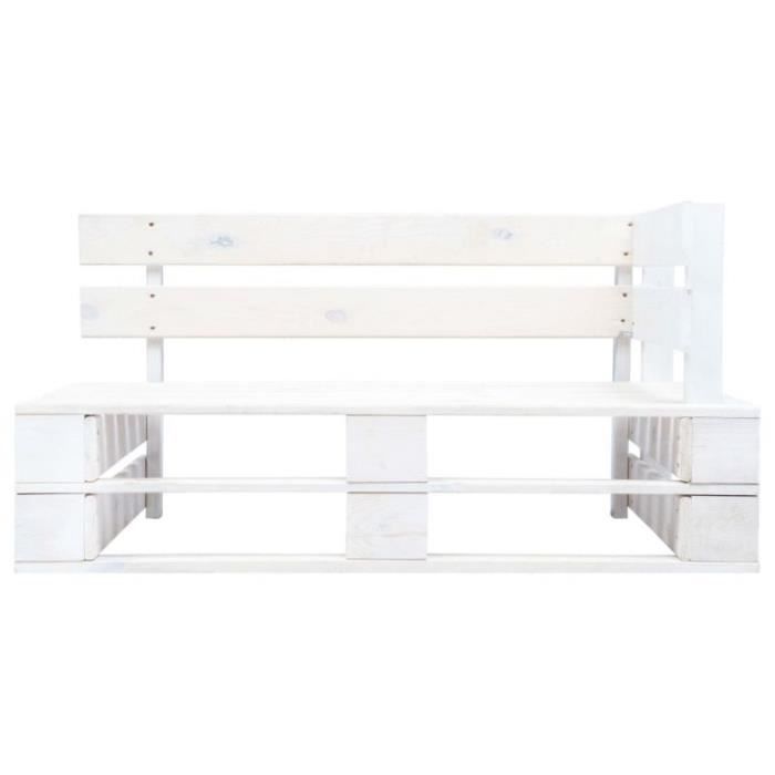 Banc d'angle - vidaXL - Palette de jardin - Bois massif - Blanc - 110x65x55 cm