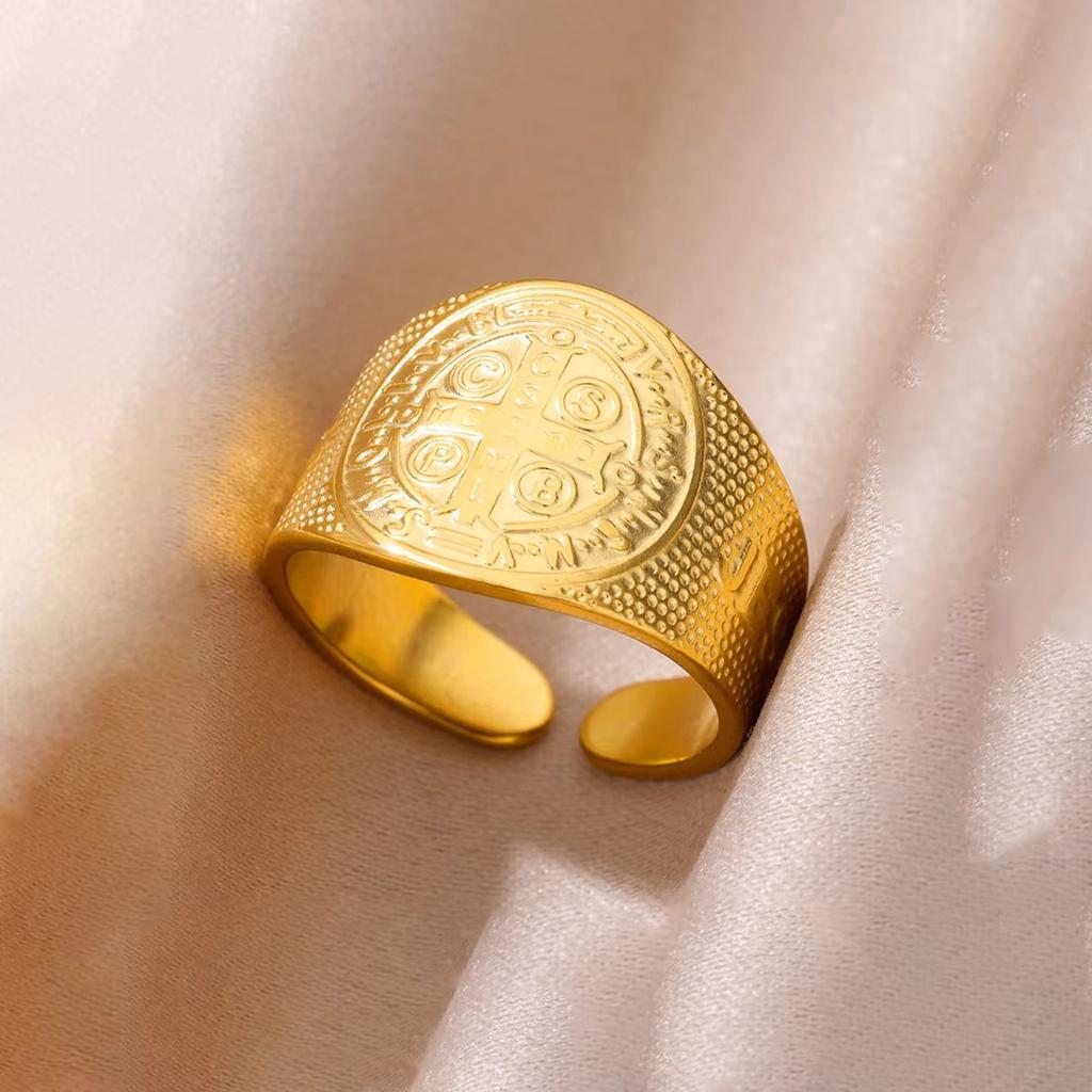 Stainless Steel Cross Rings For Women Vintage Gold Color Opening Cross Finger Ring Party Wedding Jewelry Gift Anillos Mujer