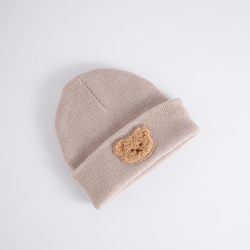 

Корейская мультяшная шапка с медведем для малышей, зимняя теплая вязаная шапка для новорожденных мальчиков и девочек, мягкая шапка для младенцев и малышей, детские шапки, чепчик