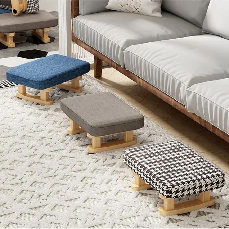 Creative Low Stool Household Small Stool Solid Wood Cloth Stool Living Room Simple Sofa Footstool Adult Bench Shoe Stool Stools