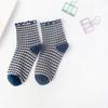 Women's Retro Plaid Cotton Socks Autumn Comfortable Elastic Crew Length Fashionable Short Socks For Daily Wear