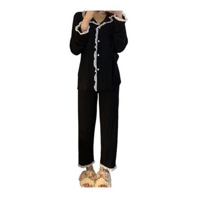 [7-livehouse] Pajamas, Women's Room Wear, 2 Piece Set, Loungewear, Nightwear, Long Sleeve, Top and Bottom Set, Tops, Pants, Setup, Open Front,
