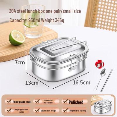Portable 304 Stainless Steel Double-Layer Bento Lunch Box