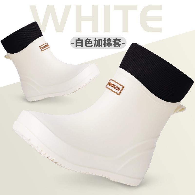 Fashion Rain Shoes Women's Short Rain Boots Round Head Exquisite Girls Versatile Outdoor Wading Shoes Rainy Day Non-slip Water Shoes Rubber Shoes
