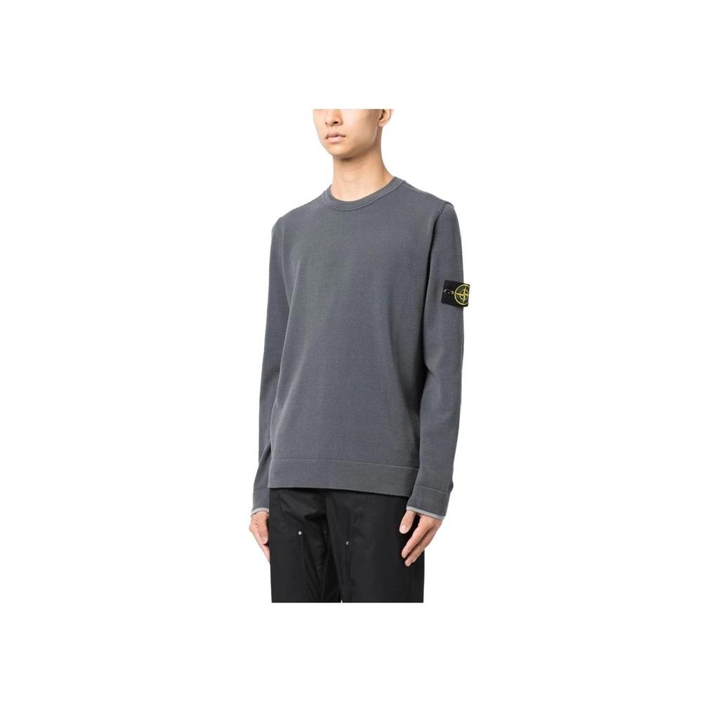 STONE ISLAND Logo Patch Sweater Lead Grey Men Tops 7915526A1-V0062