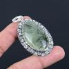 Daughters Day Deal 925 Silver Oval Moss Moss Prehnite Stone Handcrafted Pendant