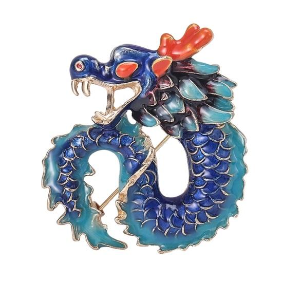 Creative Enamel Twelve Zodiac Dragon Shape Brooch Vivid Appearance Men Pin Suit Lapel Coat Clothing Badge Accessories
