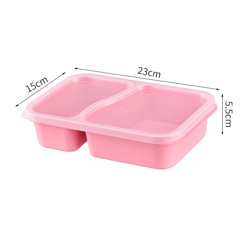 

Двухсекционный ланч-бокс из пшеничной соломыБенто-боксКоробка для фаст-фудаПортативный ланч-бокс с отделениямиКоробка для перекуса розовый