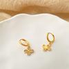 Women Delicate Fashion 18k Gold Plated Zircon Inlaid Clover Ear Cuff Earrings