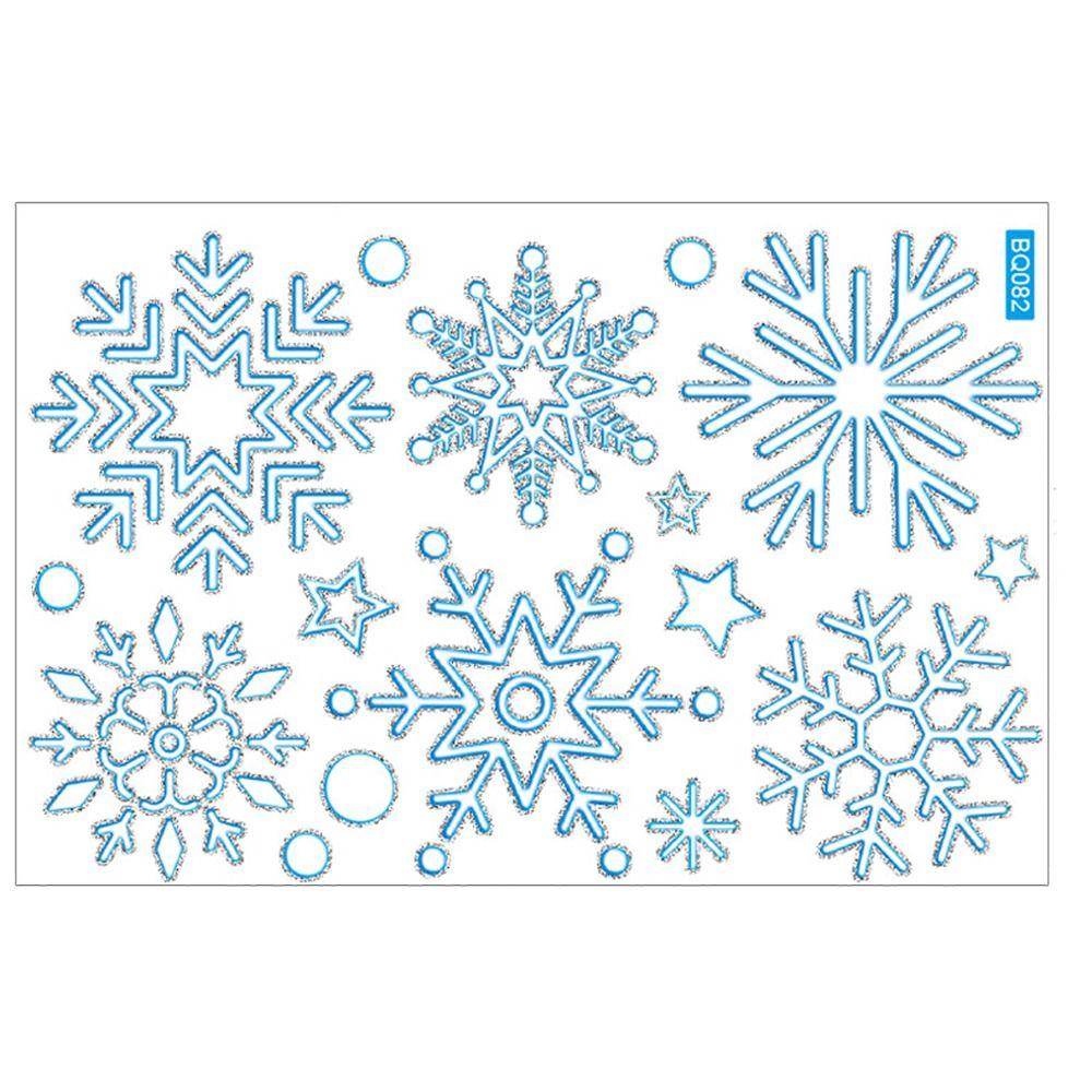 DIY Shopwindow Snow Stickers Green Silver Luminous Snowflakes Decals Glass Windows Door