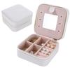 1pcs Portable Mirror Split Zipper Earring Earrings Necklace Jewelry Box Storage Jewelry Box Leather bag