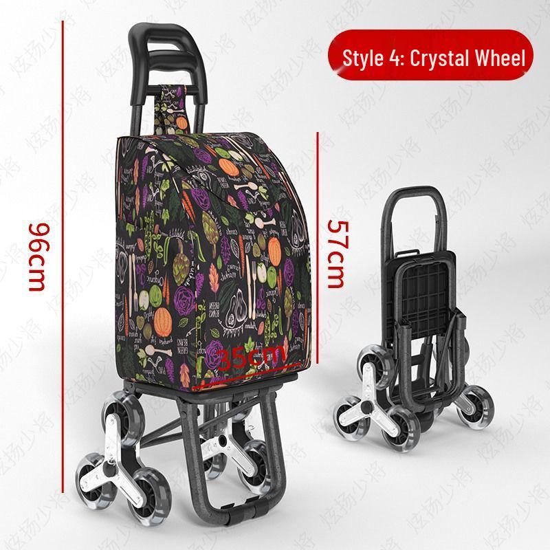Lightweight Folding Shopping Cart: Portable Trolley for Groceries, Vegetables, and Household Items; Ideal for Elderly Use.