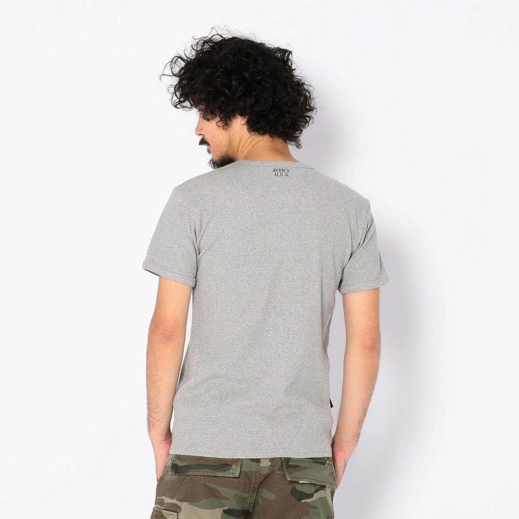 Avirex Official Daily Rib V-Neck Tee, Men's XL, 075 Olive, Short Sleeve (Antibacterial, Anti-Odor), Size 6143501