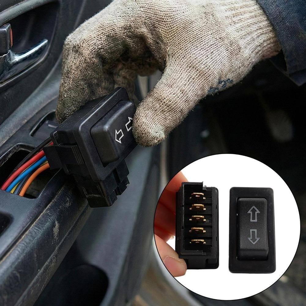 Auto Power Window Control Switch 12V 20A 5 Pin Universal Car Glass Lifter Button Red/ Blue LED Light Interior Replacement Parts