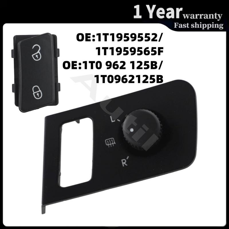 1T1959552 Rearview Mirror Adjust Switch with Door Lock Button for VW Caddy Touran 2003-2015 Car Replacement Accessories