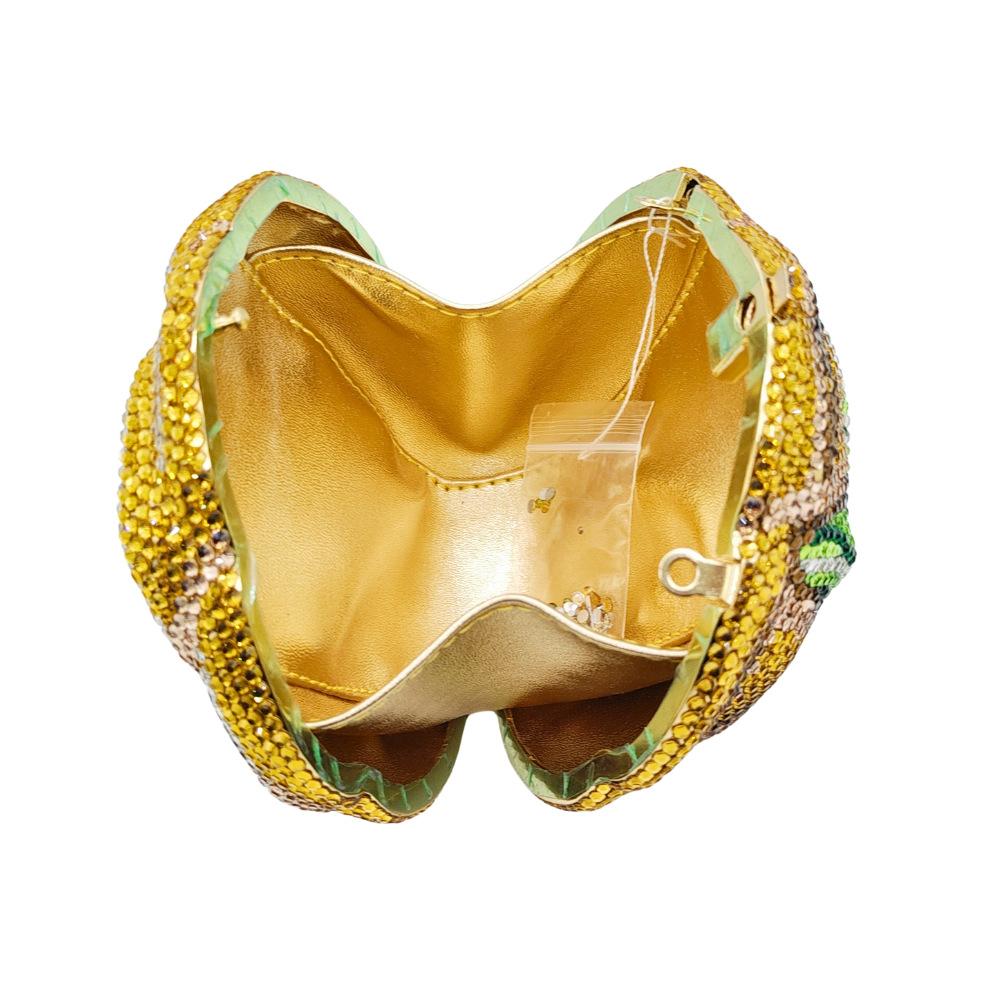 WHTUOHENG Rose Flower Evening Crystal Clutches Purses Diamond Wedding Clutches Rhinestones Hard Metal Bags Dinner Bridal Party