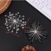 1Pair Handmade Beaded  Glass Snowflake Earrings Wedding Dress Exaggerated Ear Studs Bridal Jewelry Fashionable Jewelry