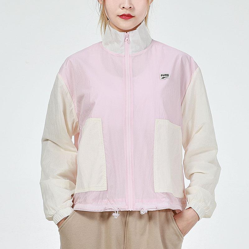 PUMA Colorblock Casual Sports Zip-Up Collar Jacket Women Jackets Pink 532726-36