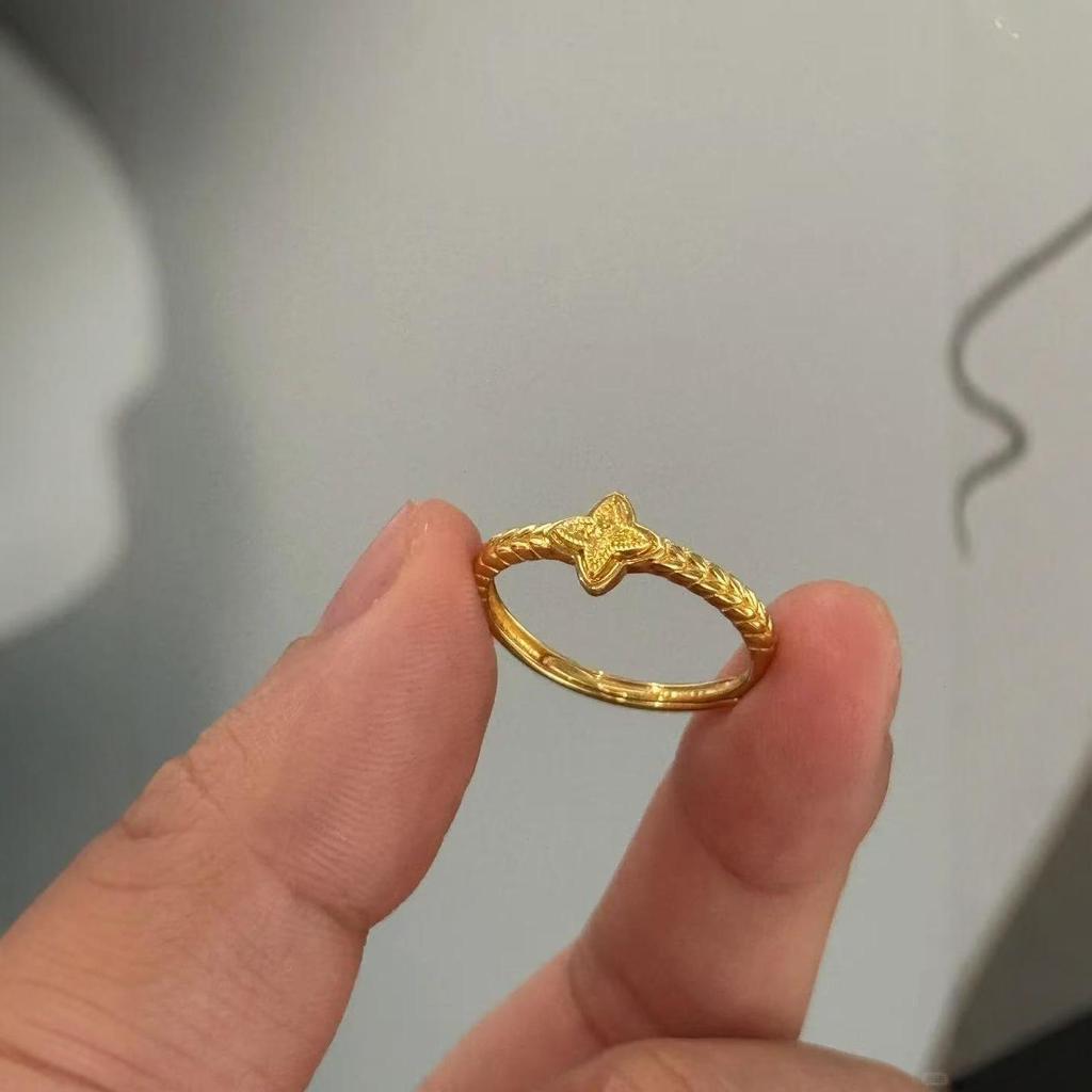 Xiaohongshu-Inspired Four-Point Star Women's Open Ring - Versatile, Stylish, High-End Jewelry