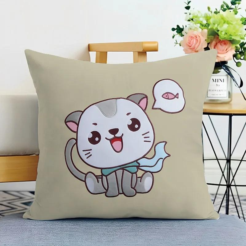 Cartoon Animal Print Decorative Pillowcase Bedroom Living Room Square Cushion Pillowcase
