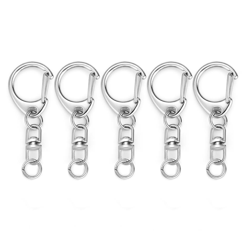 5/10pcs Lobster Clasp Key Ring Keychain C Shape Clasps Connector Hook For DIY Zircon Making Finding Key Chain Accessories