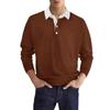 Long Sleeved Lapel Button Men's Casual Top Polo Shirt