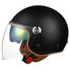 Double Striation Double Visor Leather Jet Helmets Daul Lens DOT Retro Open Face Motorcycle Helmets Double Visor Racing Helmet
