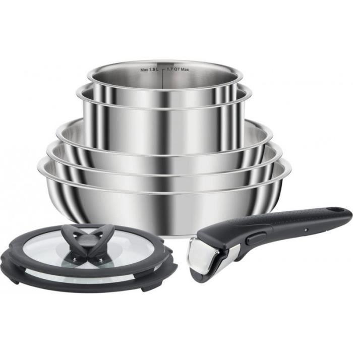 Buy Seb l953s804 compact set 8 pieces stainless steel pans and saucepans stackable all hobs