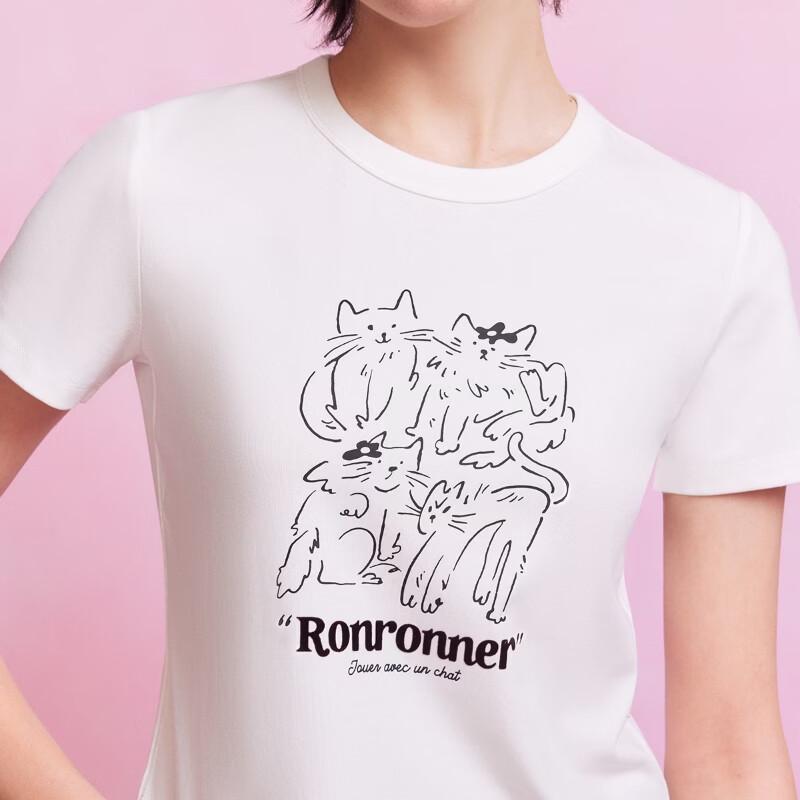 ONLY Women's Line Cat Print Short Sleeve T-shirt