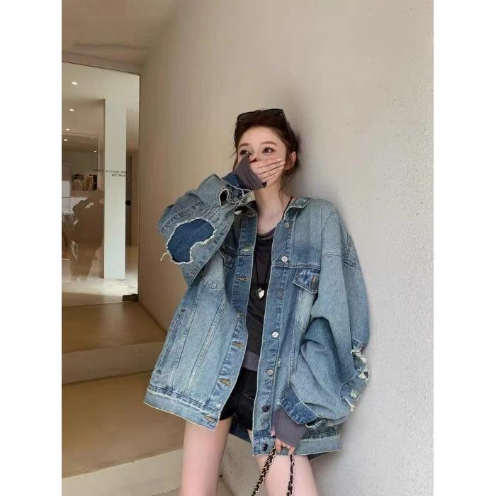 

Винтажная джинсовая куртка женская ранняя весна новая свободная куртка в стиле BF Design Sense Hip Hop осень XL синий