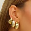 European & American Geometric Gold Earrings Set: 3-Piece Irregular Hollow Design for Women