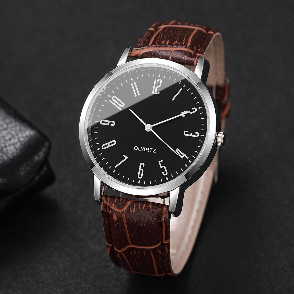 4pcs/set Men's Watch Fashion Casual Arabic Numerals Roman Scale Dial Classic Business Trend Quartz Watch Combination Set No Box