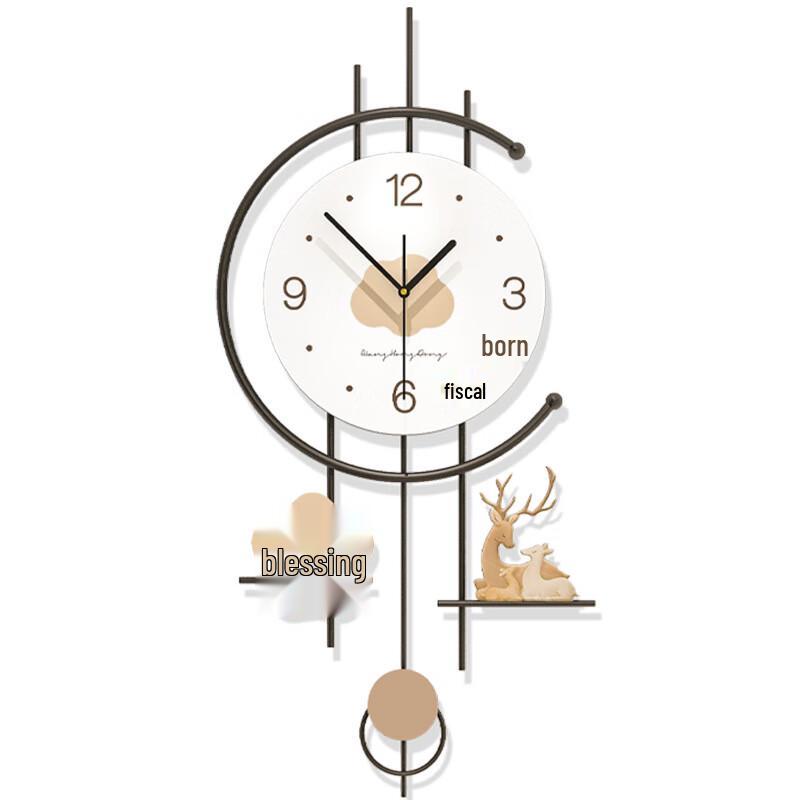Настенные часы Jiujiuda в кремовом стиле с декоративным изображением счастливого оленя