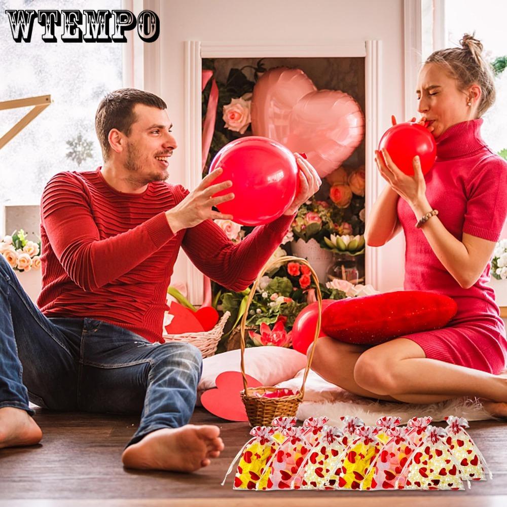 50pcs Valentine's Day Party Drawstring Bag Heart Gift Bags Jewelry Pouches Pouch Drawstring Bags for Jewelry Packaging Valentine's Day Gift Bag