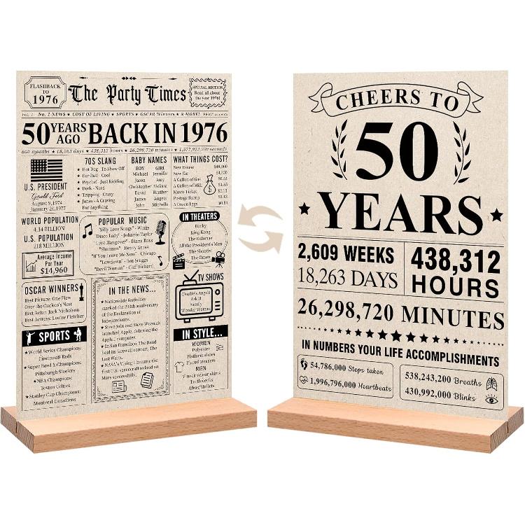 Trgowaul 60th Birthday Decorations Women Men, Vintage Back In 1966 Birthday Poster Acrylic Table Sign with Stand, 60th Anniversary Decor Gifts for