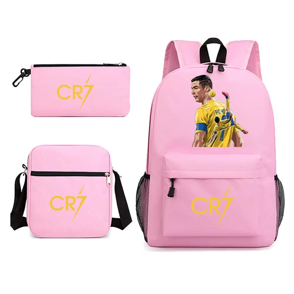 Football Player Cr7 Peripheral Printing Primary and Secondary School Students Schoolbag Three-piece Children's Backpack
