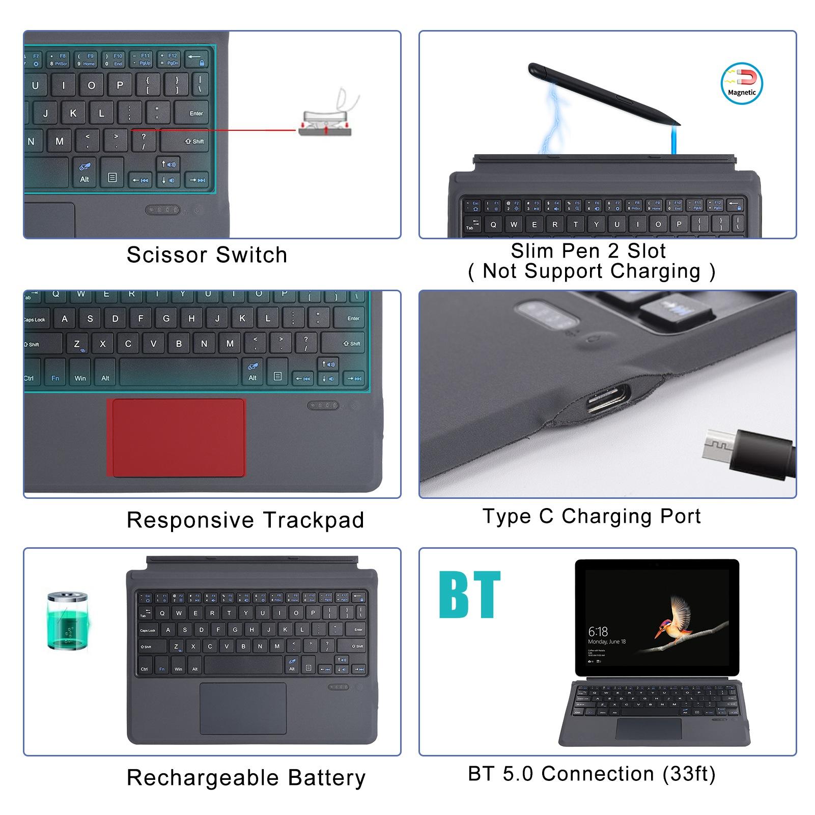 Tablet Keyboard Ergonomic Portable   Tablet Leather Case Keyboard for Go 1 2 3 for   Systems