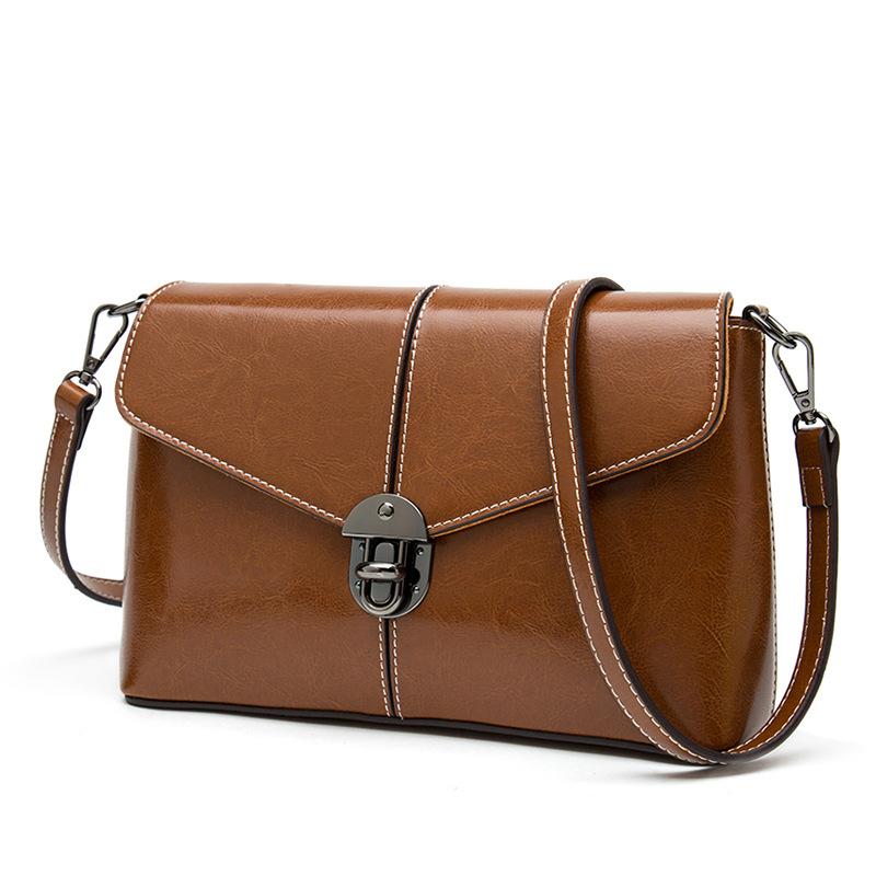 Retro Kuhfell Damenhandtasche, Trendige Damen Schloss Schnalle Einzelschulter Kleine Quadratische Leder Umhängetasche