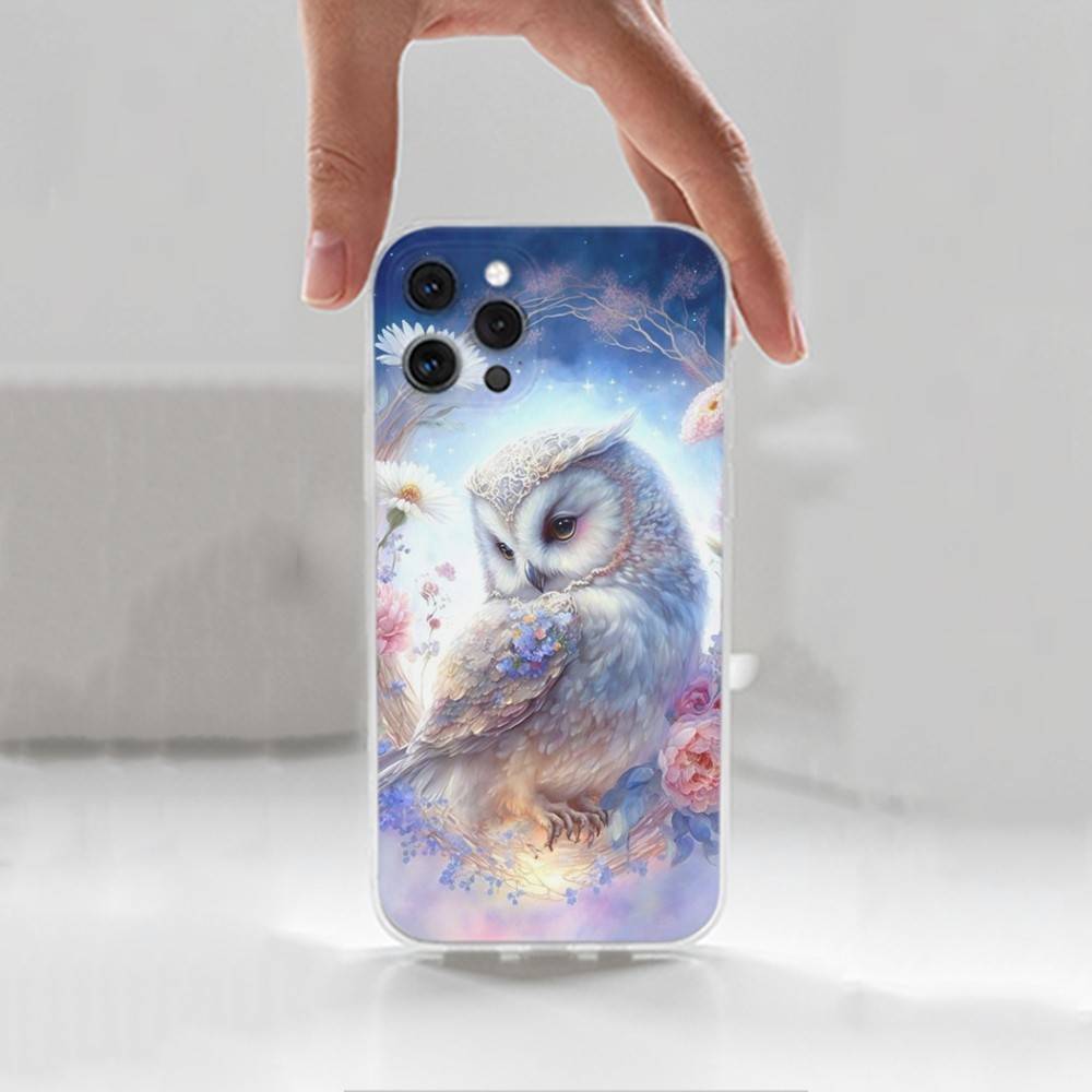Cute C-Colorful Owl B-Bird Case For iPhone X,XS,SE,12,15,Pro,17,Plus,11,Max,13,XR,14,16,Mini,Transparent Soft Cover