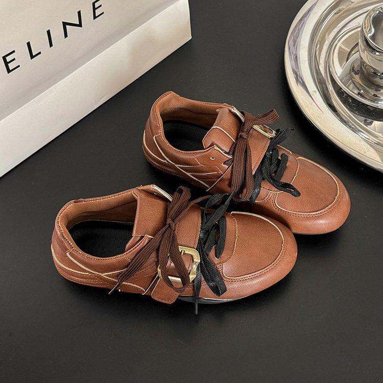 

Soft Leather Edition~ Leisure Sports Board Shoes Versatile Outdoor Running Tourism Mountaineering Platform Retro Forrest Training Shoes 40 коричневый