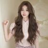 Japanese and Korean Style Women’s Long Wavy Wig with Middle Part Tea Brown Synthetic Full Wig