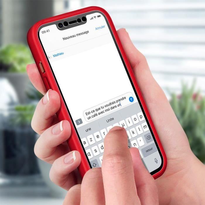 Coque pour iPhone 14 Plus - Protection 360° - Bordure Rouge - Semi-rigide - TPU - Mixte