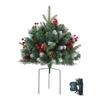 Lighted Artificial Christmas Urn Filler Battery Operated Pre-lit Xmas Pine Tree with Tripod Stake And 50 LED Light Outdoor Planter Filler