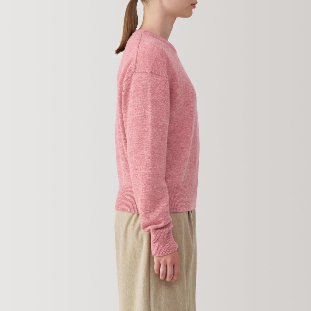 MUJI Washable Wool Crew Neck Size BA1P4A4A Women's Mid-Gauge Sweater, Pink, XXL,