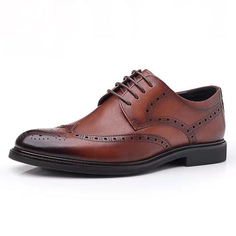 Men Genuine Leather Shoes Comfortable Pointed Toe Business Formal Leather Shoe British Style Casual Oxford Shoes Wedding Banquet
