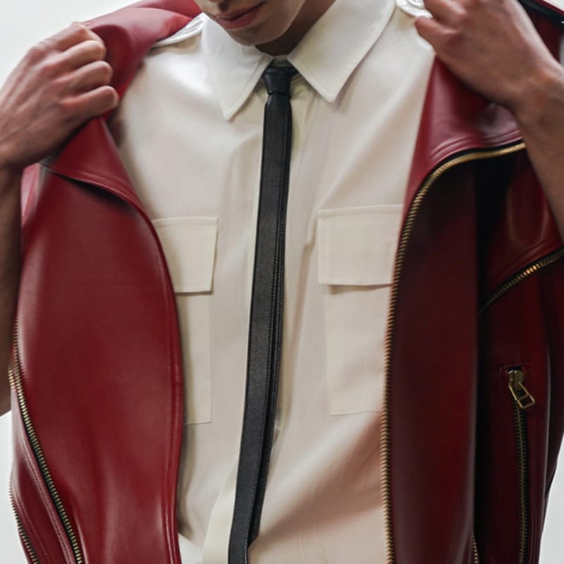 UNTAGE Slim Leather tie[Black(UNISEX)]_UTA-FA21